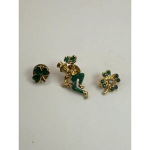 Avon Leprechaun Pin with Two Shamrock Brooches – St. Patrick's Day Lot